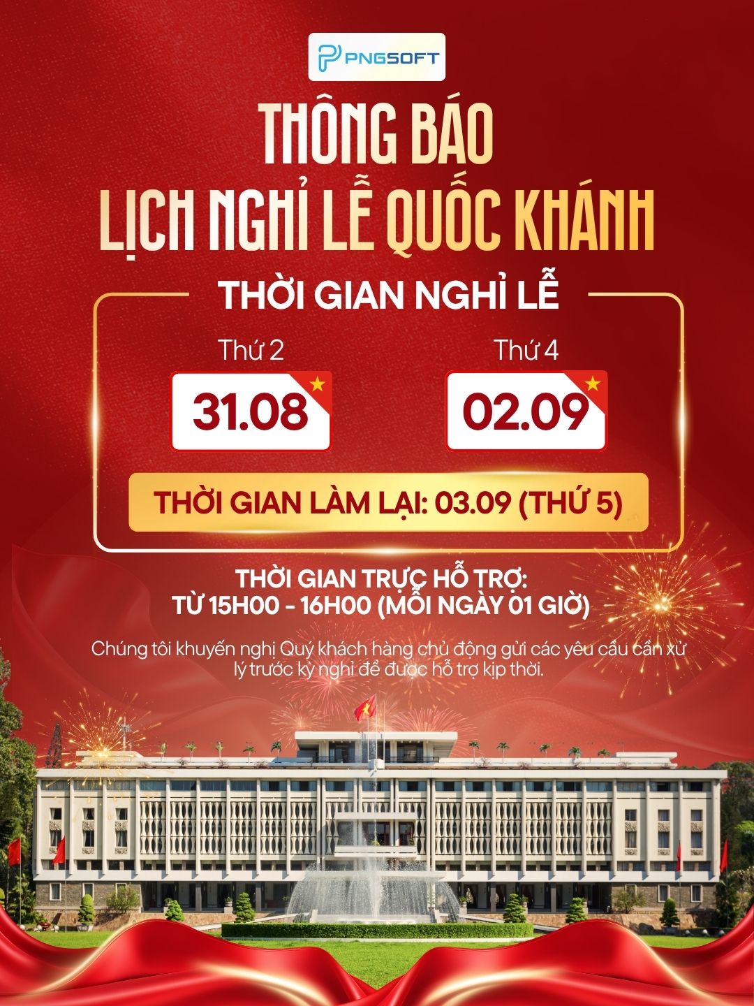 📢 THÔNG BÁO: LỊCH NGHỈ LỄ QUỐC KHÁNH 2/9 🇻🇳
